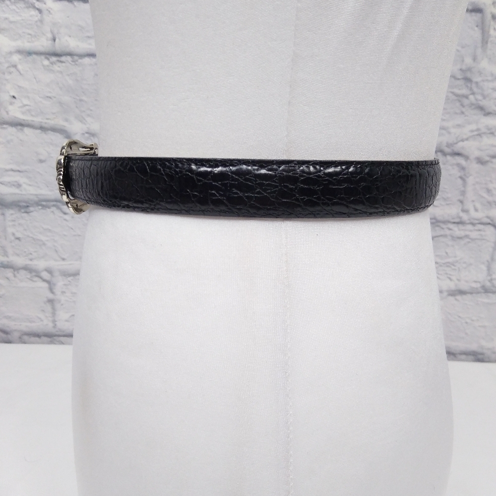 Vintage 90s Y2K Brighton Black Leather Western Style Belt M - Picture 4 of 7